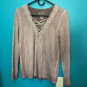 American Eagle Long Sleeve Criss Cross Shirt
